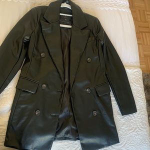 NEW/NEVER WORN 7 FOR ALL MANKIND BLACK LEATHER BLAZER SIZE SMALL
